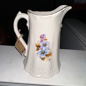 Beautiful Vintage House of Webster  Fine China Floral Pitcher with Gold Trim.